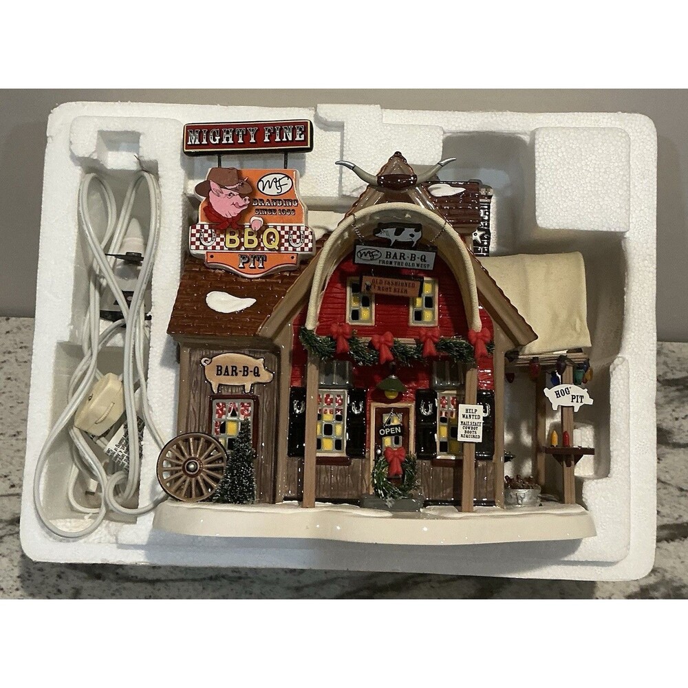 Dept 56 Snow Village Mighty Fine BBQ Village Retired